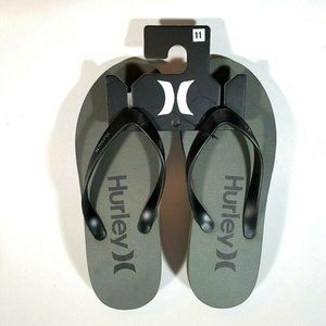 Hurley Gray Flip Flops Sandals w/ Black Straps Men's Size 11